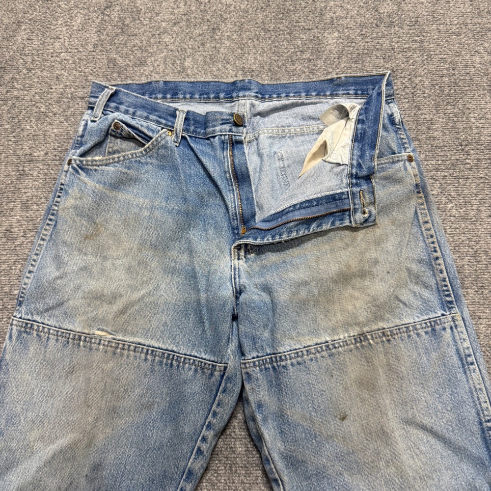 VTG Dickies Double Knee Denim Jeans Men's 34x30 Carpenter Workwear Blue Washed